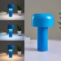 Cordless Mushroom Table Lamp LED Portable Wireless Night Light (Blue)