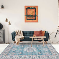 Persian Carpet Rug Large Area Rug Vintage Style 160cm x 230cm (Blue)