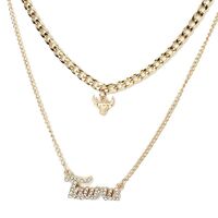 Two Chain 18k Gold Plated Zodiac Charm Necklace Statement Gem Beautiful Star Sign Necklace