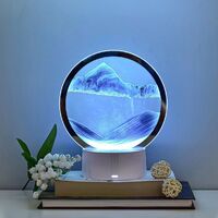 Sand Art 3D Quick Sand Moving Lamp Round Glass LED Table Light (Blue)