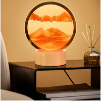 Sand Art 3D Quick Sand Moving Lamp Round Glass LED Table Light (Orange)