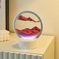 Sand Art 3D Quick Sand Moving Lamp Round Glass LED Table Light (Pink)