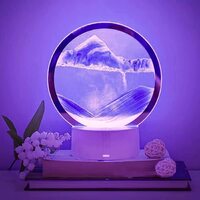 Sand Art 3D Quick Sand Moving Lamp Round Glass LED Table Light (Purple)