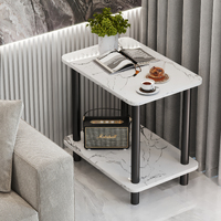 Bedside Table Marble Rectangle Sofa Side Table (White)