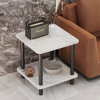 Bedside Table Marble Square Sofa Side Table (White)