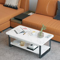 Marble Coffee Table Modern White Luxury Display Shelf Rectangular Frame