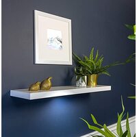 Floating Shelf LED Light Wooden Wall Display 63cm (White)