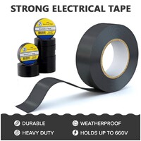 10 PACK Lead Free PVC Electrical Duct Tape 19mm 20m Black 660V Weatherproof Premium Strong Tape