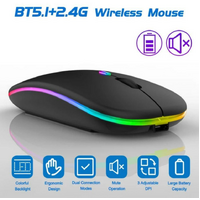 Wireless Mouse 2.4G RGB Ultra Slim Stylish Mouse Colourful (Black)