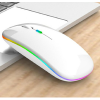Wireless Mouse 2.4G RGB Ultra Slim Stylish Mouse Colourful (White)