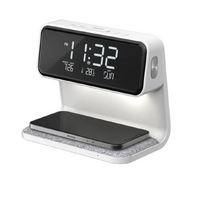 LCD Screen Alarm Clock Wireless Soft Charging Pad Night Light Bedside Lamp