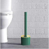 Flex Toilet Brush Wall Mounted Soft Silicone Bristles With Holder (Green)