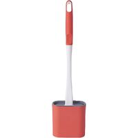 Flex Toilet Brush Wall Mounted Soft Silicone Bristles With Holder (Red)