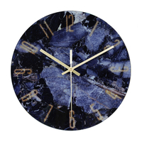 Tempered Glass Wall Clock Deep Blue Analog Clock 30cm
