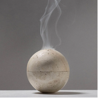 Beige Marble Travertine Stone Incense Burner Sphere