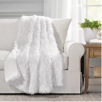 Lucia Sherpa Faux Fur Blanket Luxury Warm Fluffy 50” x 60” Bed Couch Pure White Sofa Throw