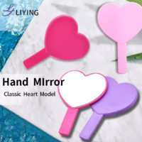 Heart Shaped Hand Held Mirror Cosmetic Hair Dressing Beauty Makeup Portable 