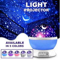 Night Light Starry Sky LED Projector Bright Star Children Rotating Moon Lamp (Blue)