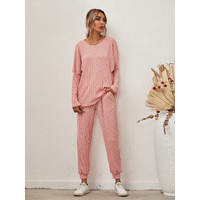 Ellie Set Loungewear Long Sleeve Pyjamas Ladies Home Wear Cute Set (Pink M)