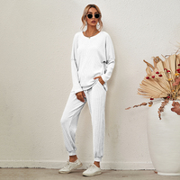 Ellie Set Loungewear Long Sleeve Pyjamas Ladies Home Wear Cute Set (White M)