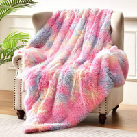 Rainbow Sherpa Faux Fur Blanket Luxury Warm Fluffy 50” x 60” Bed Couch Tie Dye Sofa Throw