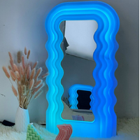 Wavy LED Neon Mirror Squiggle Light Up Standing Vanity Mirror With Remote