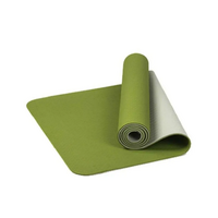 Double Layer Yoga Mat Two Tone Colour TPE Lightweight Pilates Mat (Green)