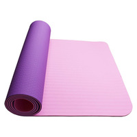 Double Layer Yoga Mat Two Tone Colour TPE Lightweight Pilates Mat (Purple)